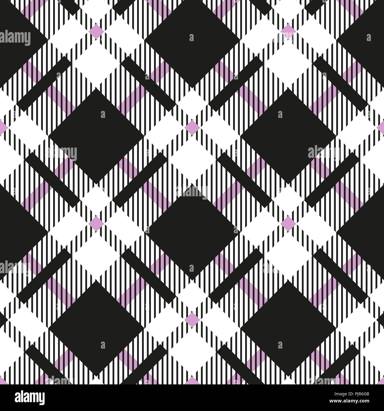 Black and white tartan diagonal seamless vector pattern Checkered plaid ...