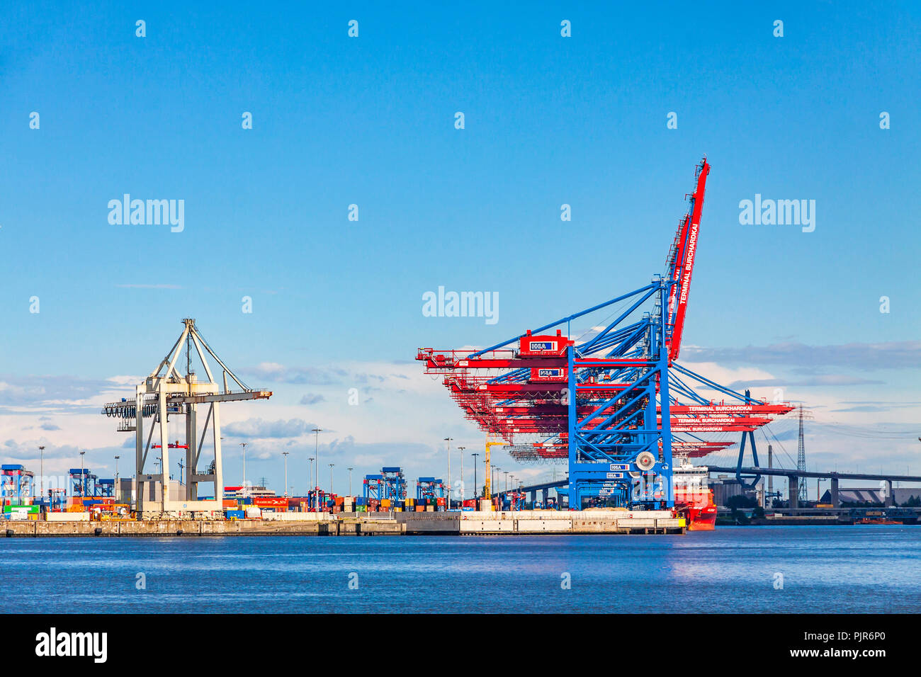 HAMBURG, GERMANY JUNE 25, 2014 Docks of Port of Hamburg (Hamburger Hafen, Terminal