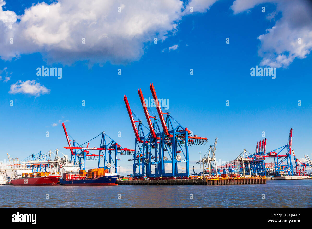 HAMBURG, GERMANY JUNE 25, 2014 Docks of Port of Hamburg (Hamburger