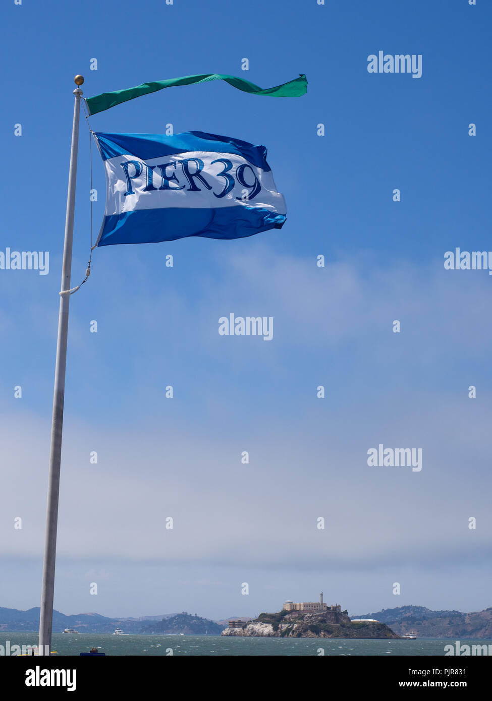Pier 39 Flag Blowing iN The Wind Stock Photo