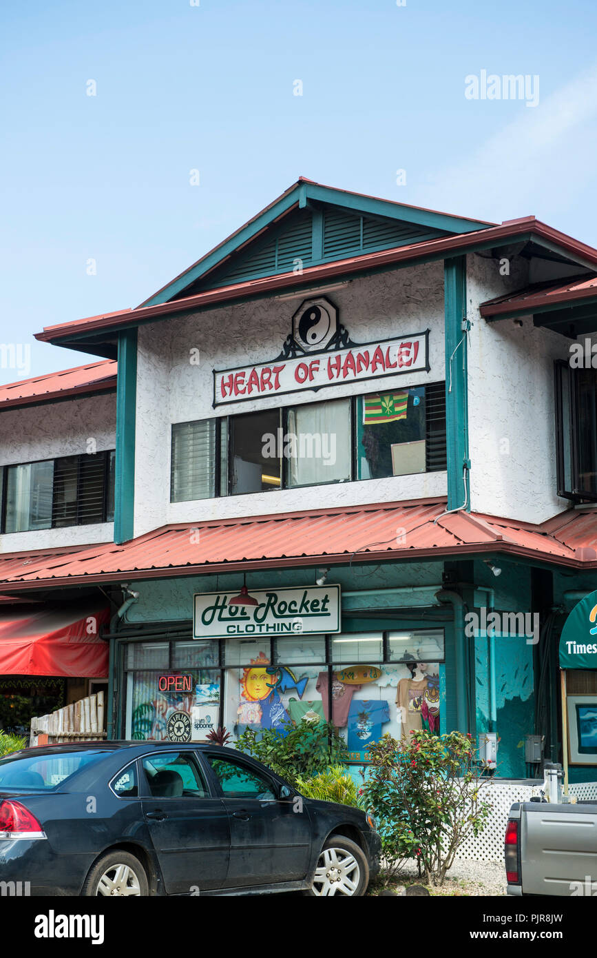 Hanalei shops, Kauai Stock Photo Alamy