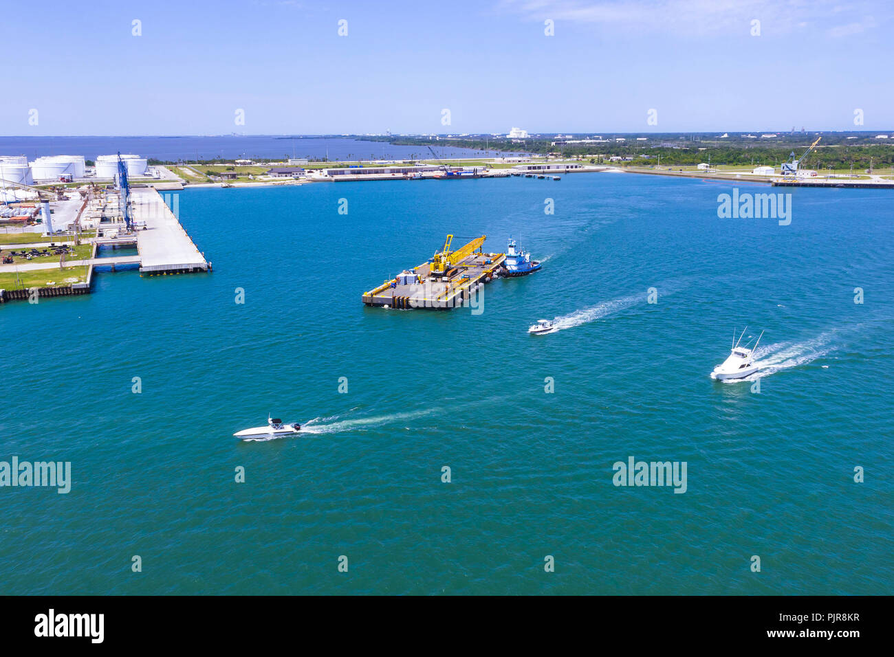 Cape Canaveral, USA. The arial view of port Canaveral from cruise ship