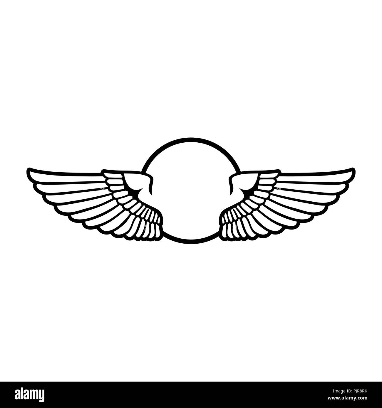 Circular Open Wings Badge Vector Symbol Graphic Logo Design Template Stock Vector