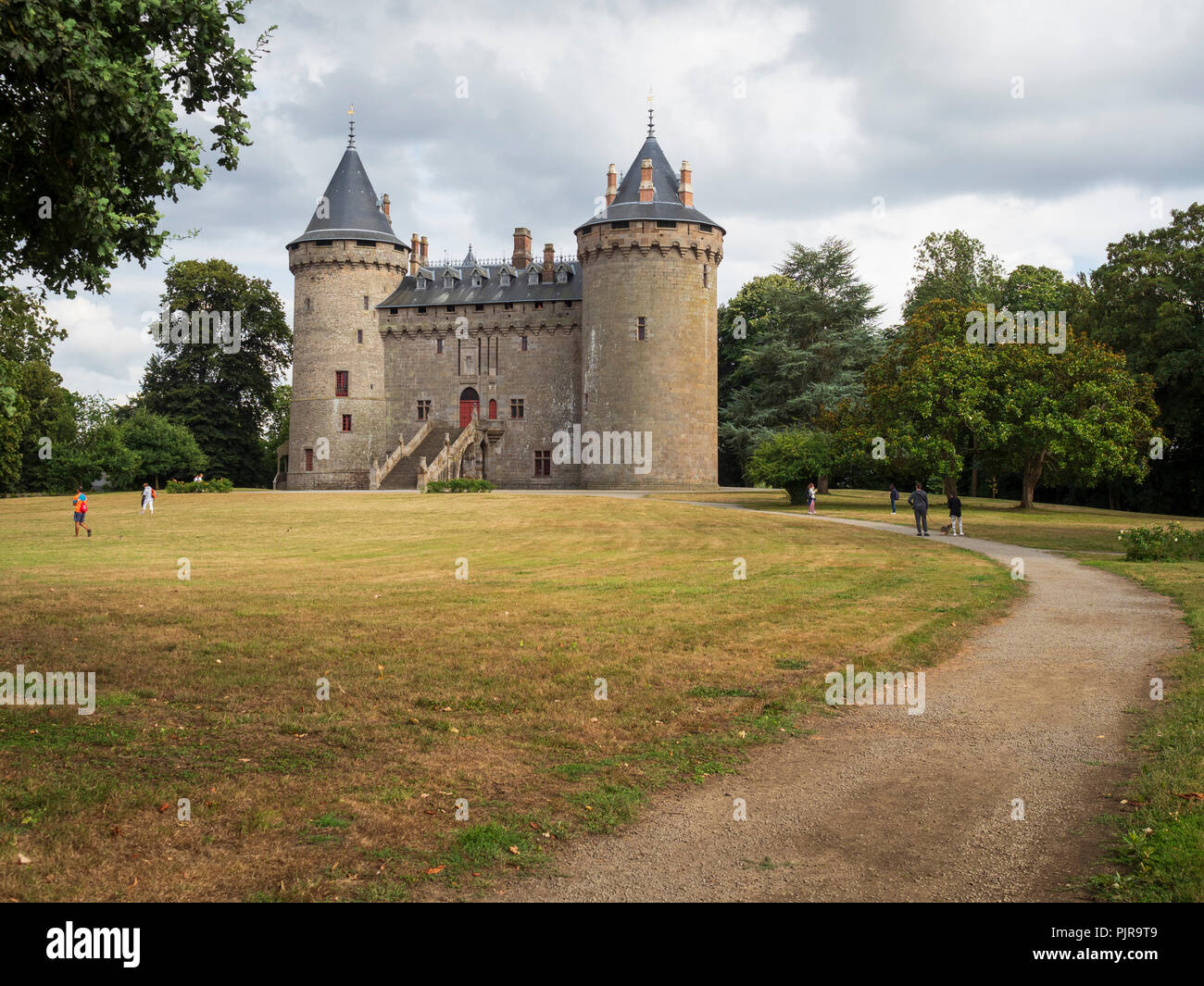 Castle Chateaubriand in Combourg in Brittany, seen from the castle park. Stock Photo