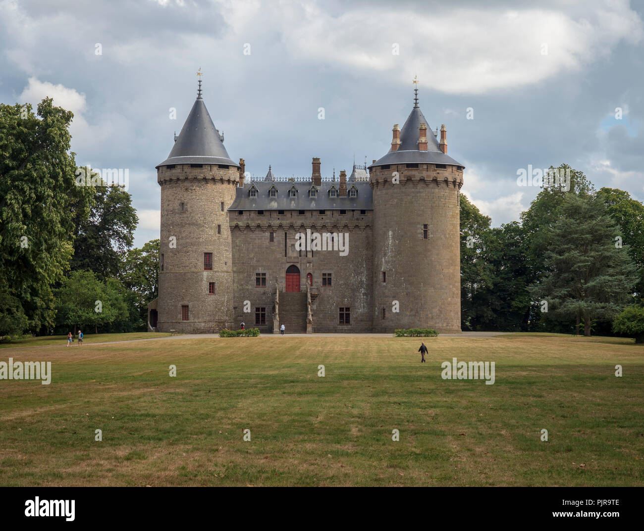 Castle Chateaubriand in Combourg in Brittany, seen from the castle park. Stock Photo