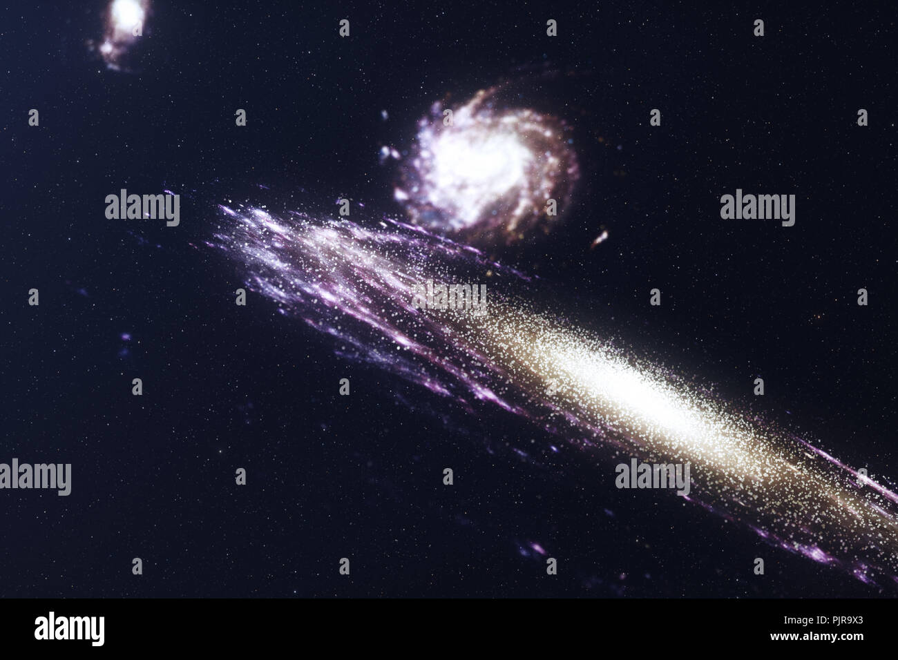 3D illustration galaxy in deep space. Spiral galaxy consisting of star ...
