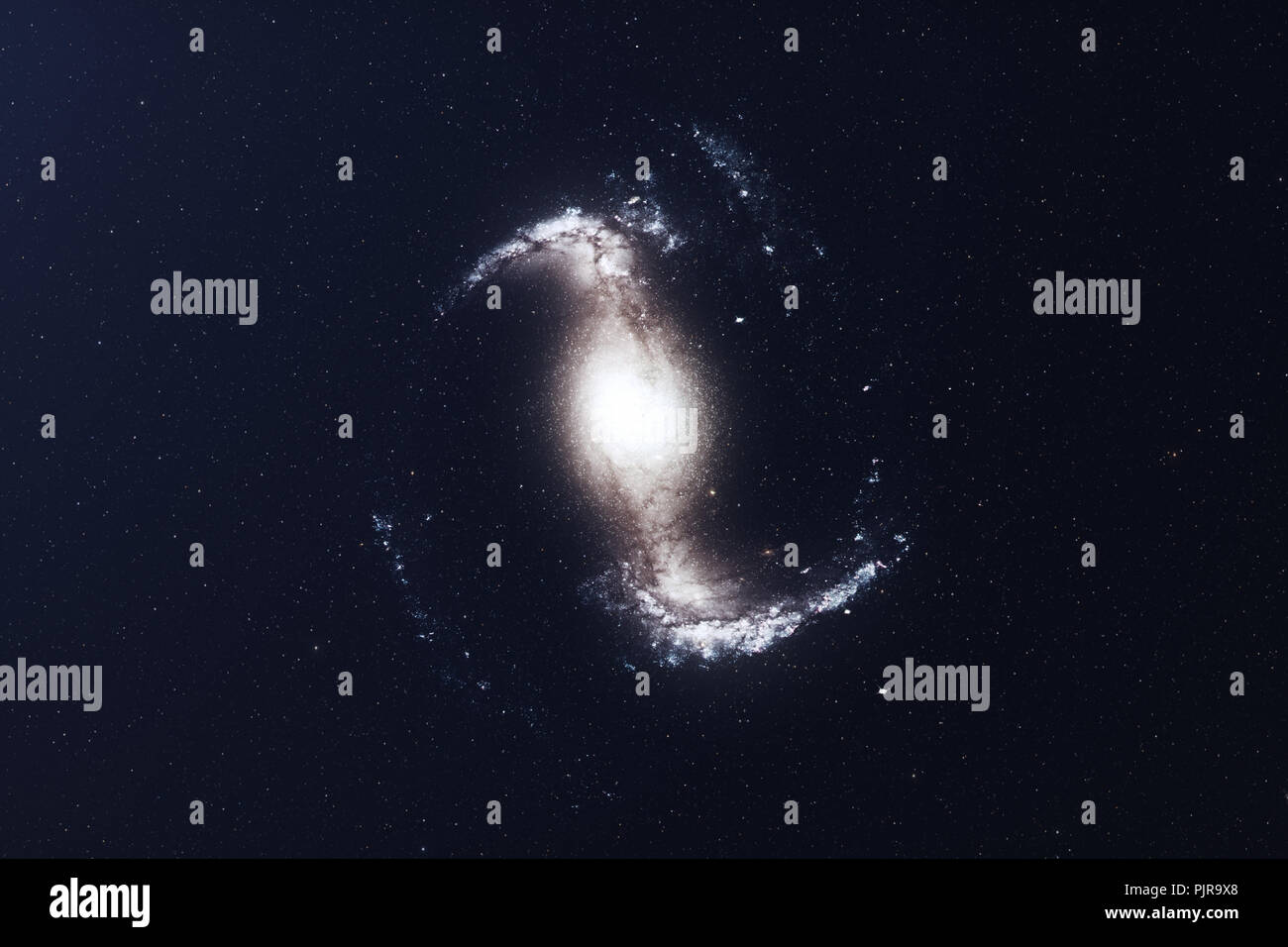 3D illustration galaxy in deep space. Spiral galaxy consisting of star ...