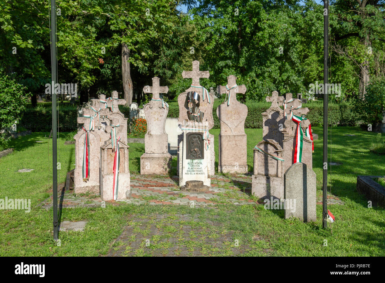 Graves from the Hungarian Revolution in November 1956 in the Kerepesi Cemetery (Fiume Road National Graveyard), Budapest, Hungary. Stock Photo