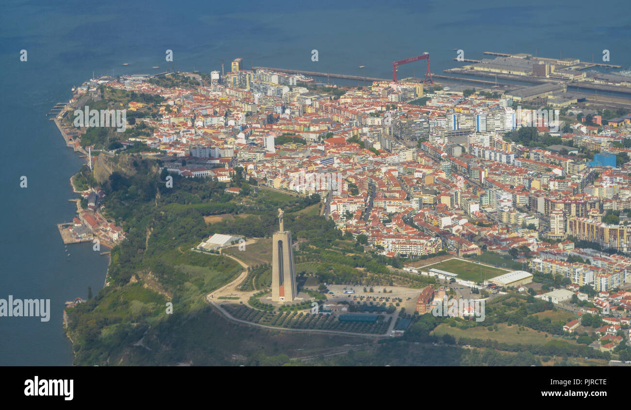 Aerial picture, Almada, Lisbon, Portugal, Luftbild, Lissabon Stock Photo