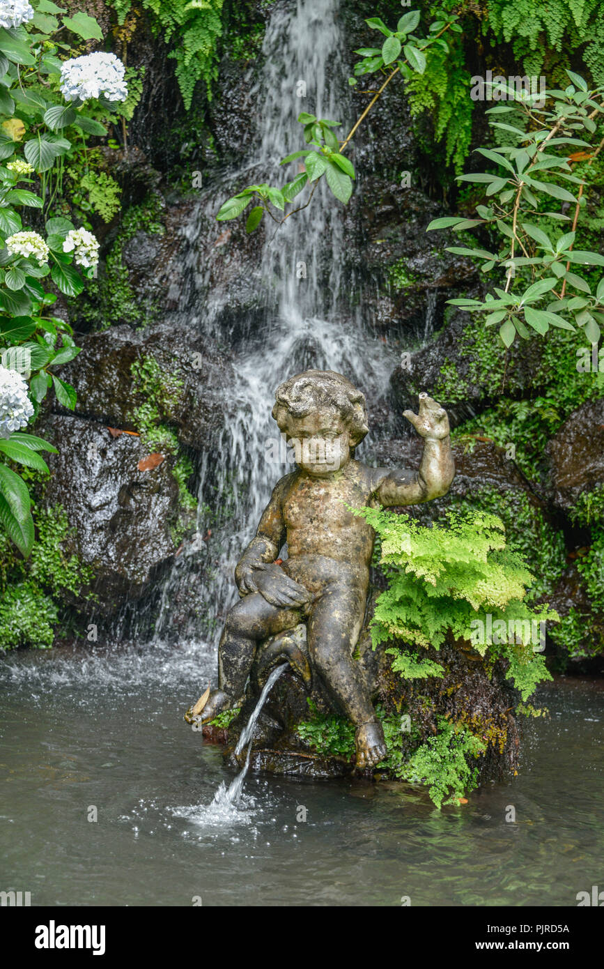 Cherub, fountain, Monte Palace Tropical Garden, Monte, Funchal, Madeira, Portugal, Putte, Springbrunnen Stock Photo