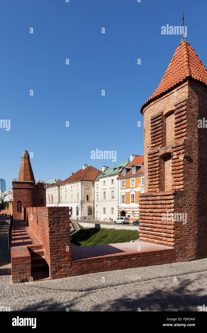 City of Warsaw in Poland, Old Town and New Town historic architecture Stock Photo
