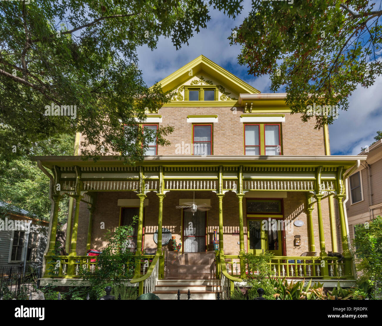 A Yellow Rose, historical house at Madison Street, King William Historic District, San Antonio