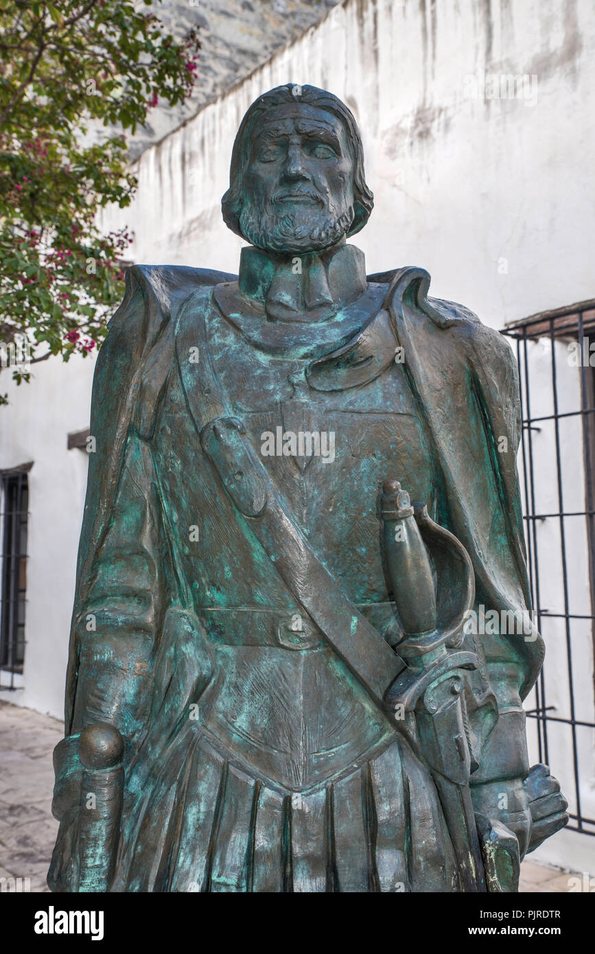 The Conquistador, sculpture by Enrique Monjo, 1977, at Spanish Governors Palace, San Antonio, Texas, USA Stock Photo