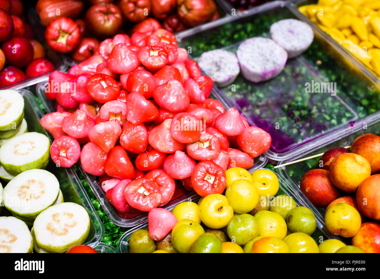 Wax apple and tropical fruits in a fruit salad store Stock Photo Alamy
