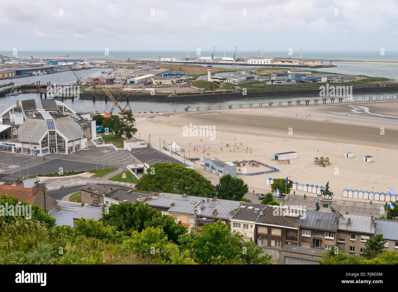 Boulogne-sur-Mer, France - 16 June 2018: Top view of the harbor and the beach. Stock Photo