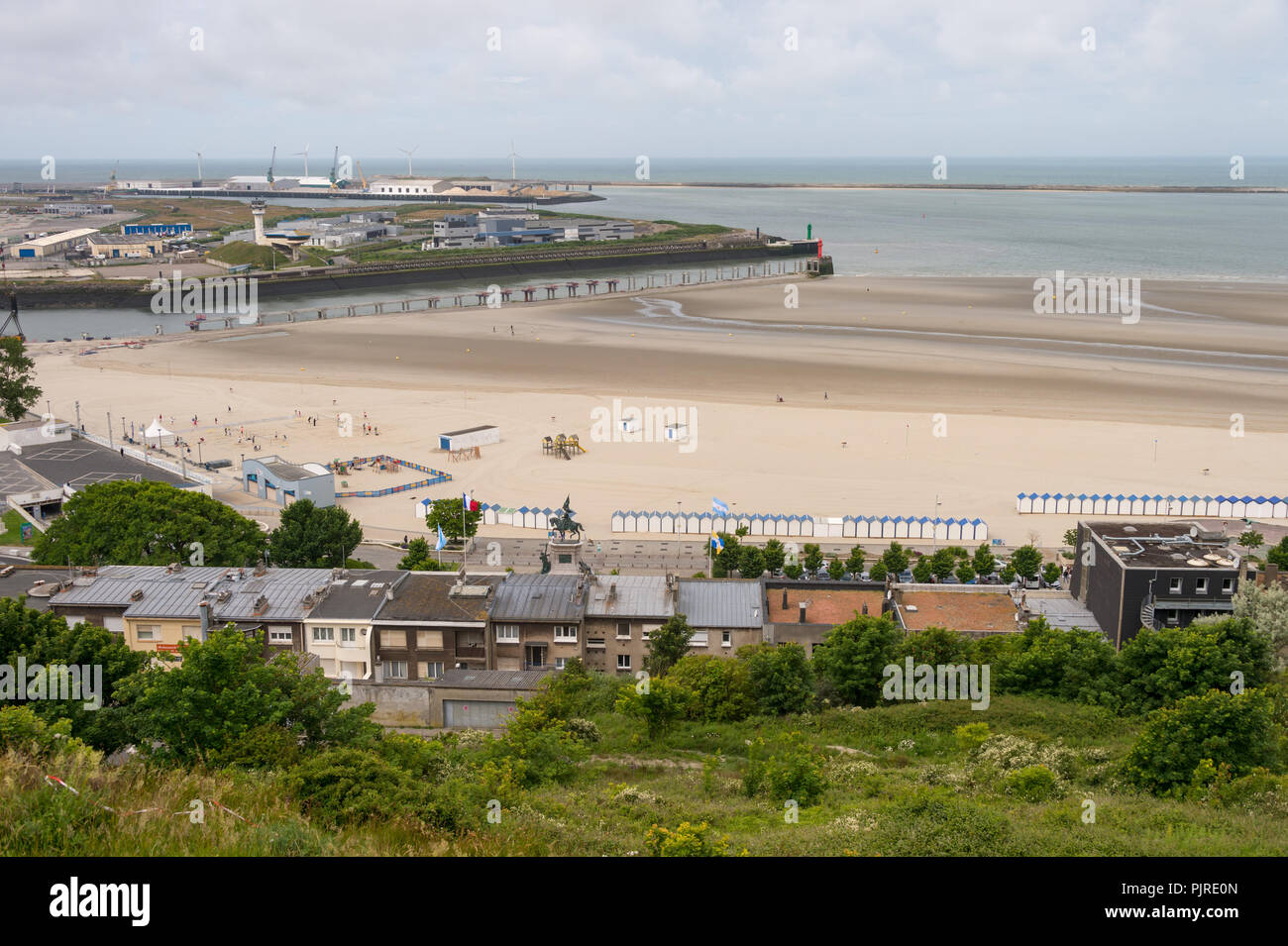 Boulogne-sur-Mer, France - 16 June 2018: Top view of the harbor and the beach. Stock Photo