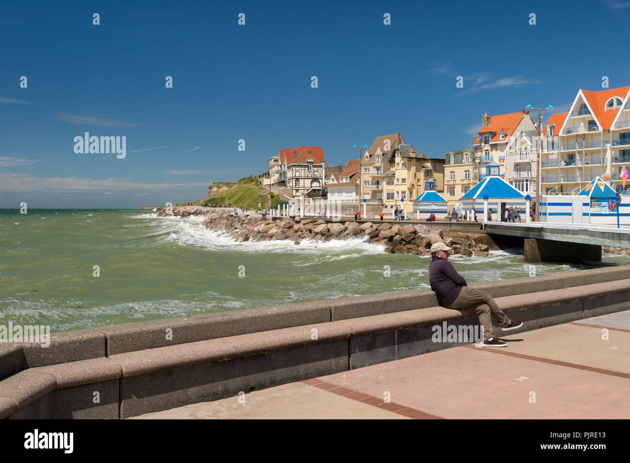 Wimereux, France - 16 June 2018: Sea front promenade in summer. Stock Photo