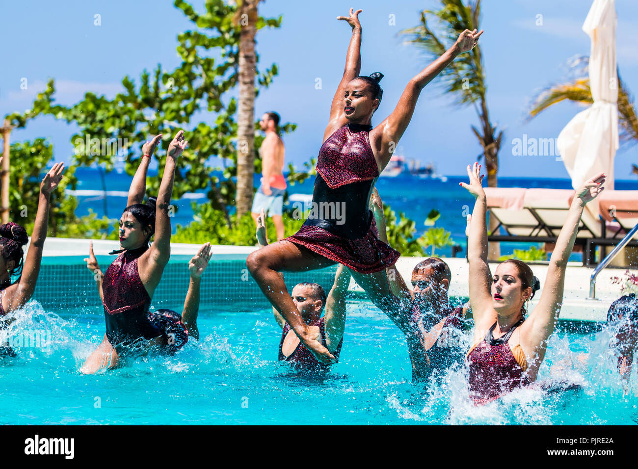 Water Acrobats Synchronized Swimmers in Jamaica Stock Photo Alamy