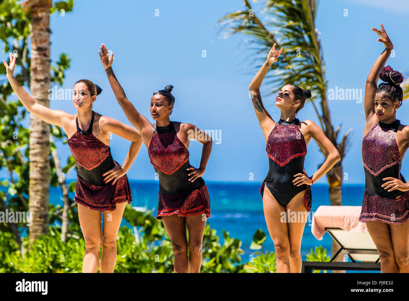 Water Acrobats Synchronized Swimmers in Jamaica Stock Photo Alamy