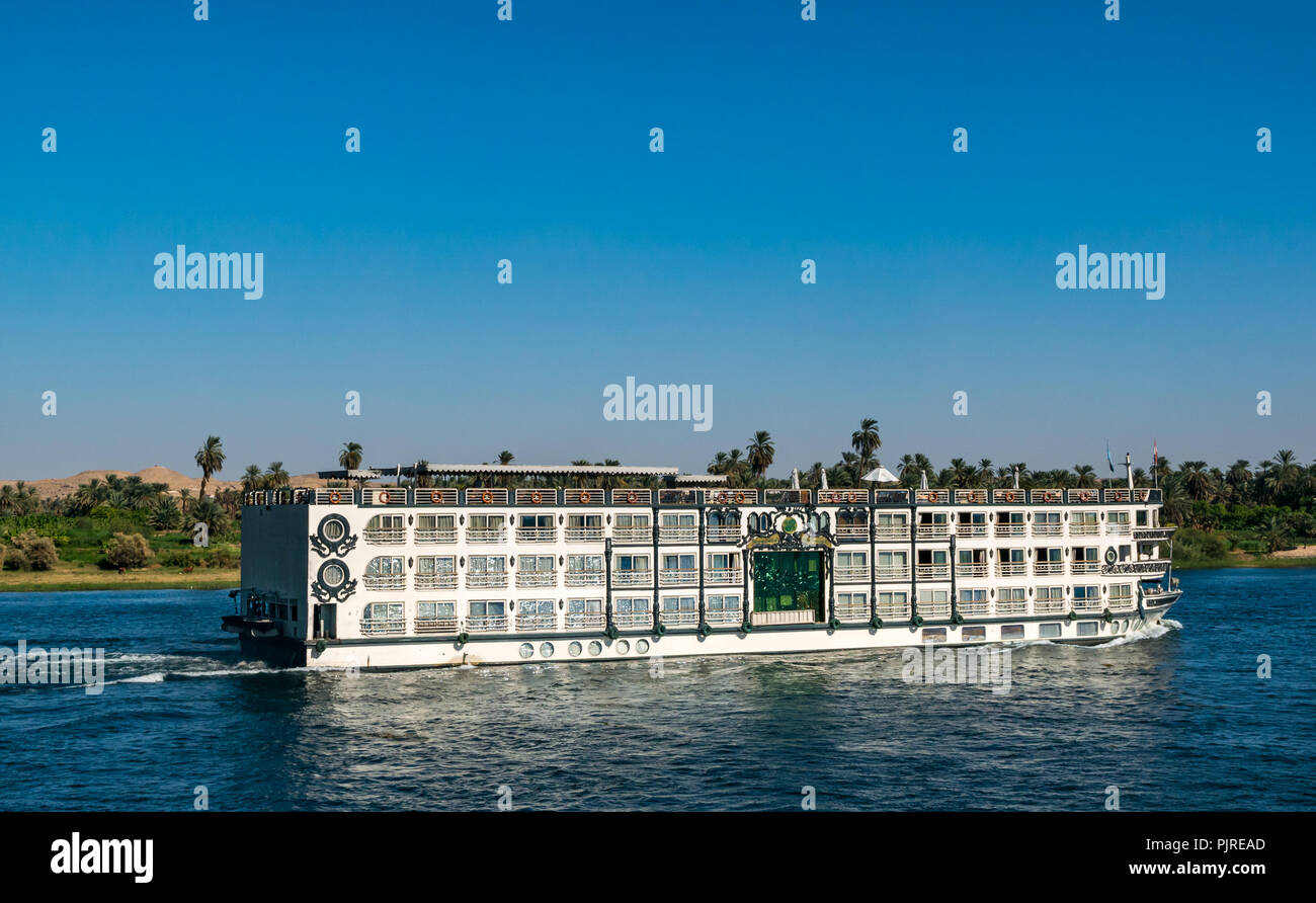 Sonesta St. George I, Nile tourist river cruise ship, Nile River, Egypt, Africa Stock Photo