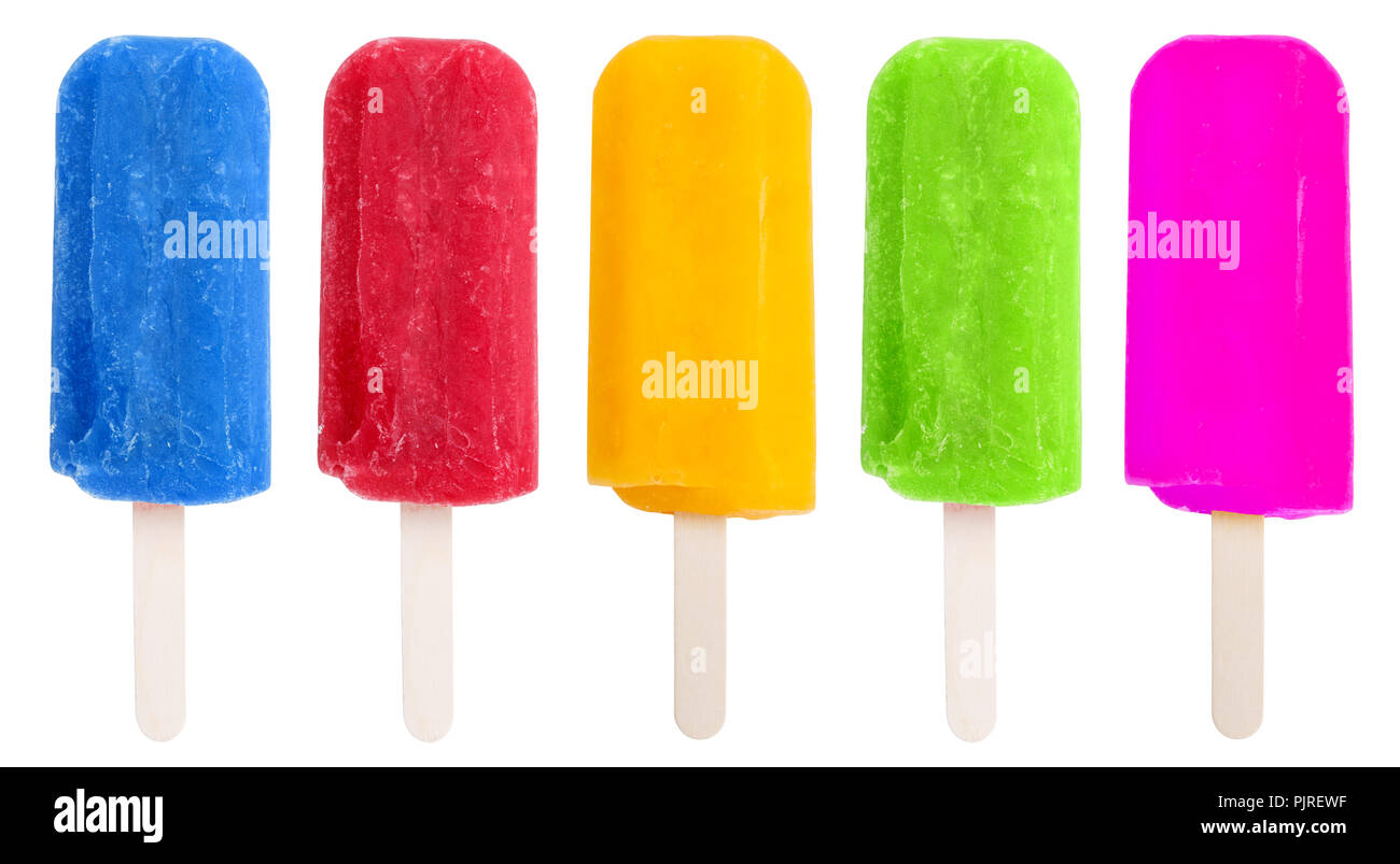 Popsicles popsicle collection assorted ice cream lolly icecream ice-cream summer isolated on a white background Stock Photo