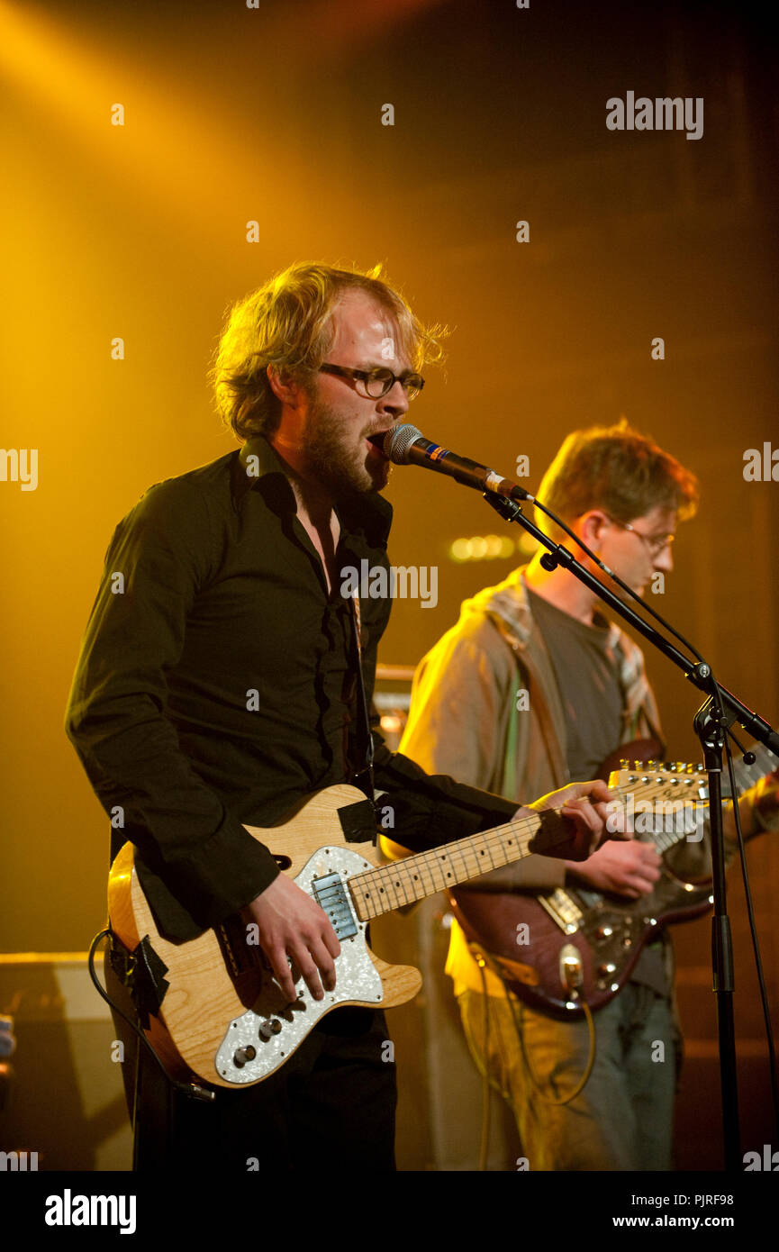 Concert of the Flemish rock band Ministers Van De Noordzee in the Amerikaans Theater, Brussels (Belgium, 23/11/2011) Stock Photo