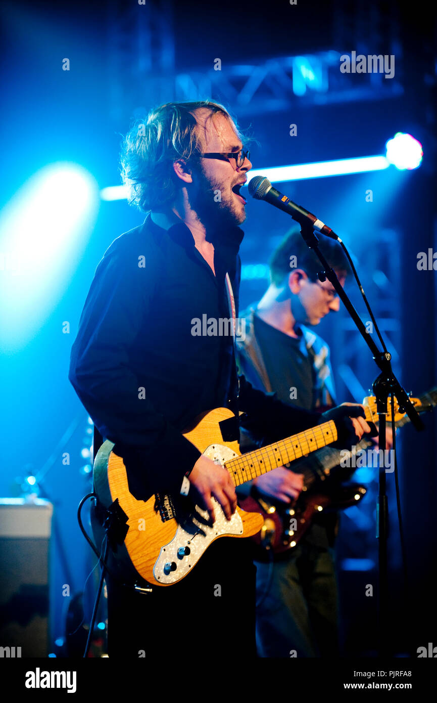 Concert of the Flemish rock band Ministers Van De Noordzee in the Amerikaans Theater, Brussels (Belgium, 23/11/2011) Stock Photo