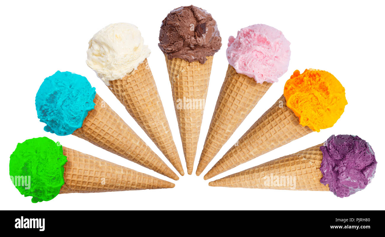 Ice cream scoop sundae cone icecream summer isolated on a white background Stock Photo