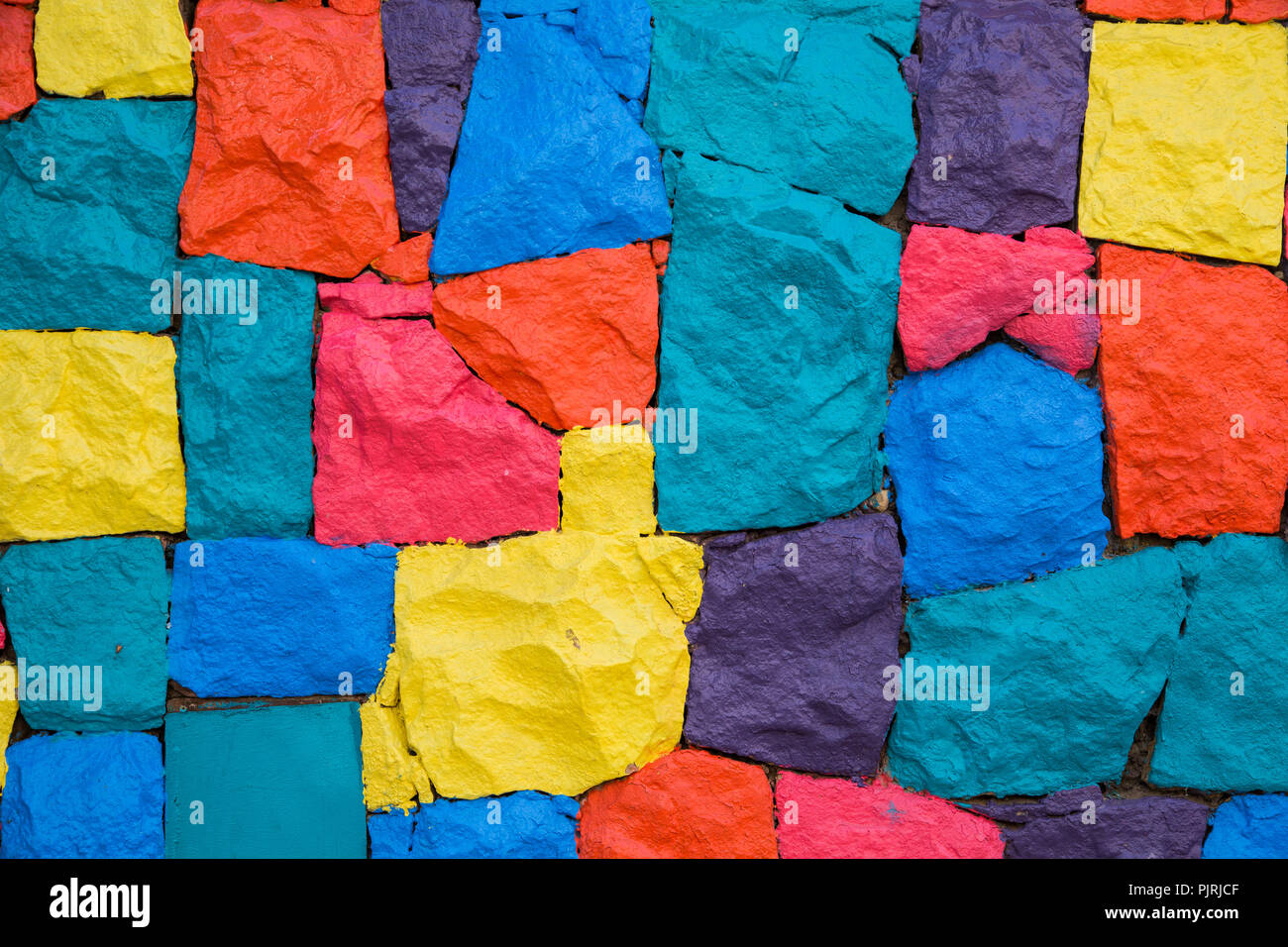 full frame shot of a multi colored painted wall Stock Photo