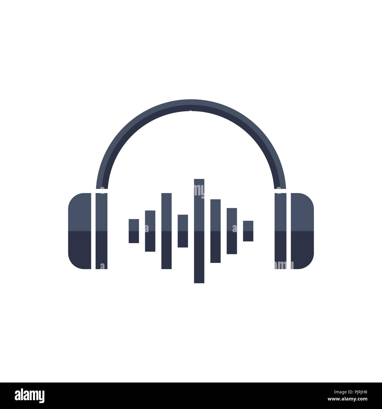Headphone headset icon in flat style. Headphones vector illustration on