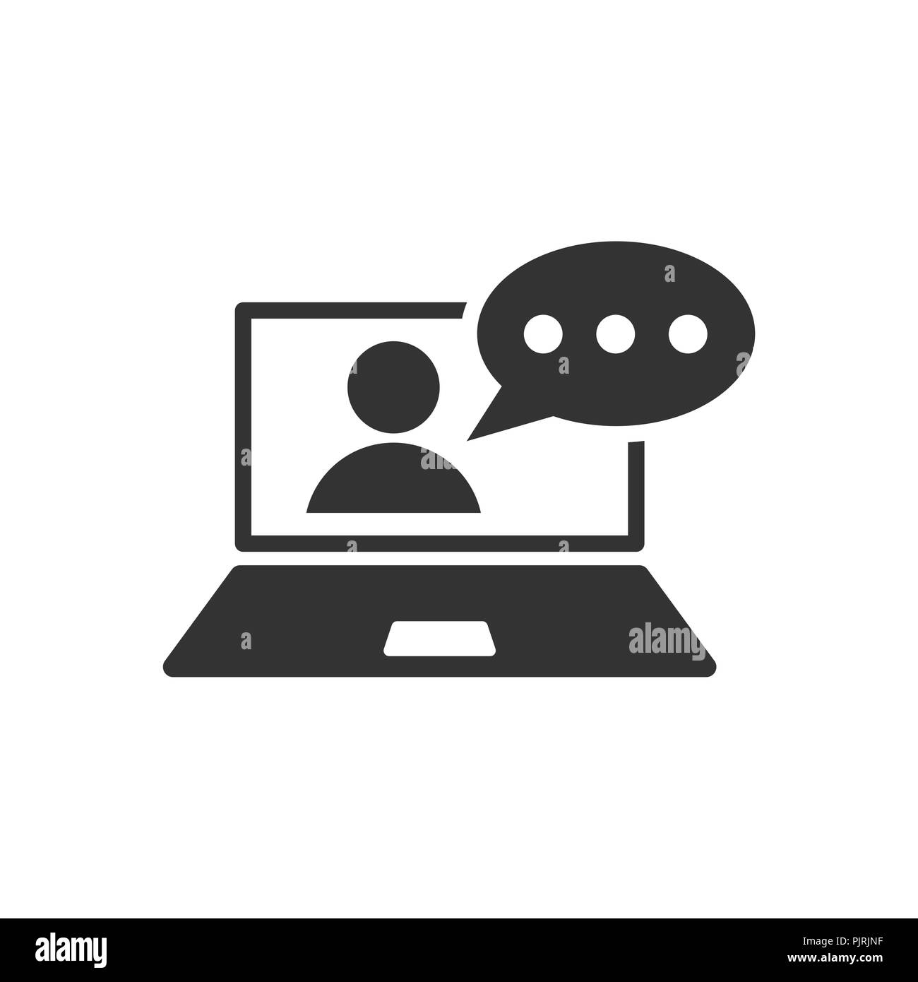 Online training process icon in flat style. Webinar seminar vector ...