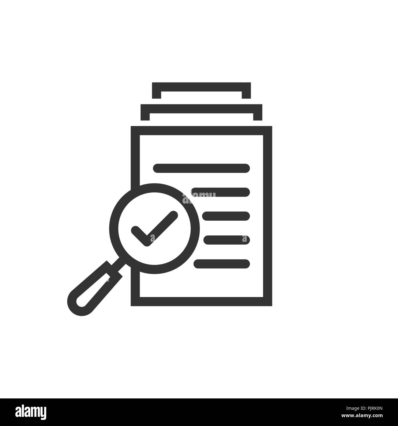 Scrutiny document plan icon in flat style. Review statement vector  illustration on white isolated background. Document with magnifier loupe  business c Stock Vector Image & Art - Alamy