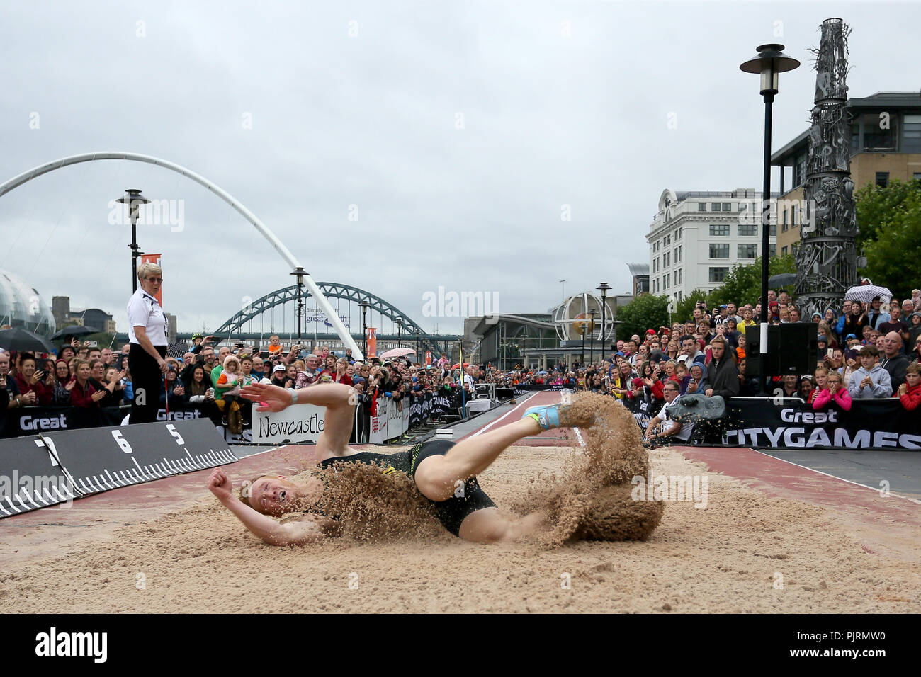 Greg Rutherford competes in his last long jump competition during the ...