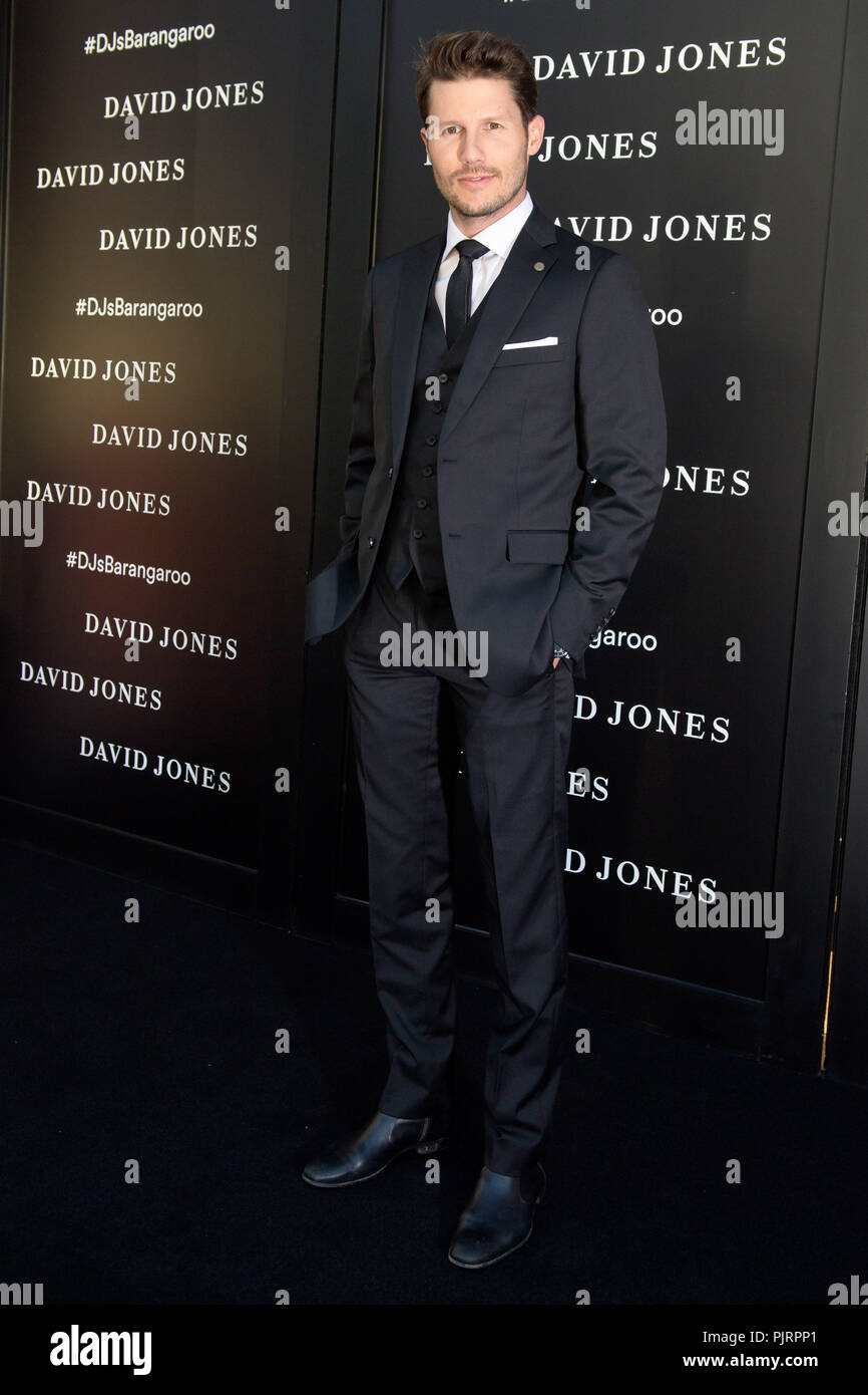 David Jones Ambassador Jason Dundas poses for photographs during celebrations for the opening of  a new signature ‘boutique’ store in Barangaroo South in Sydney. Stock Photo