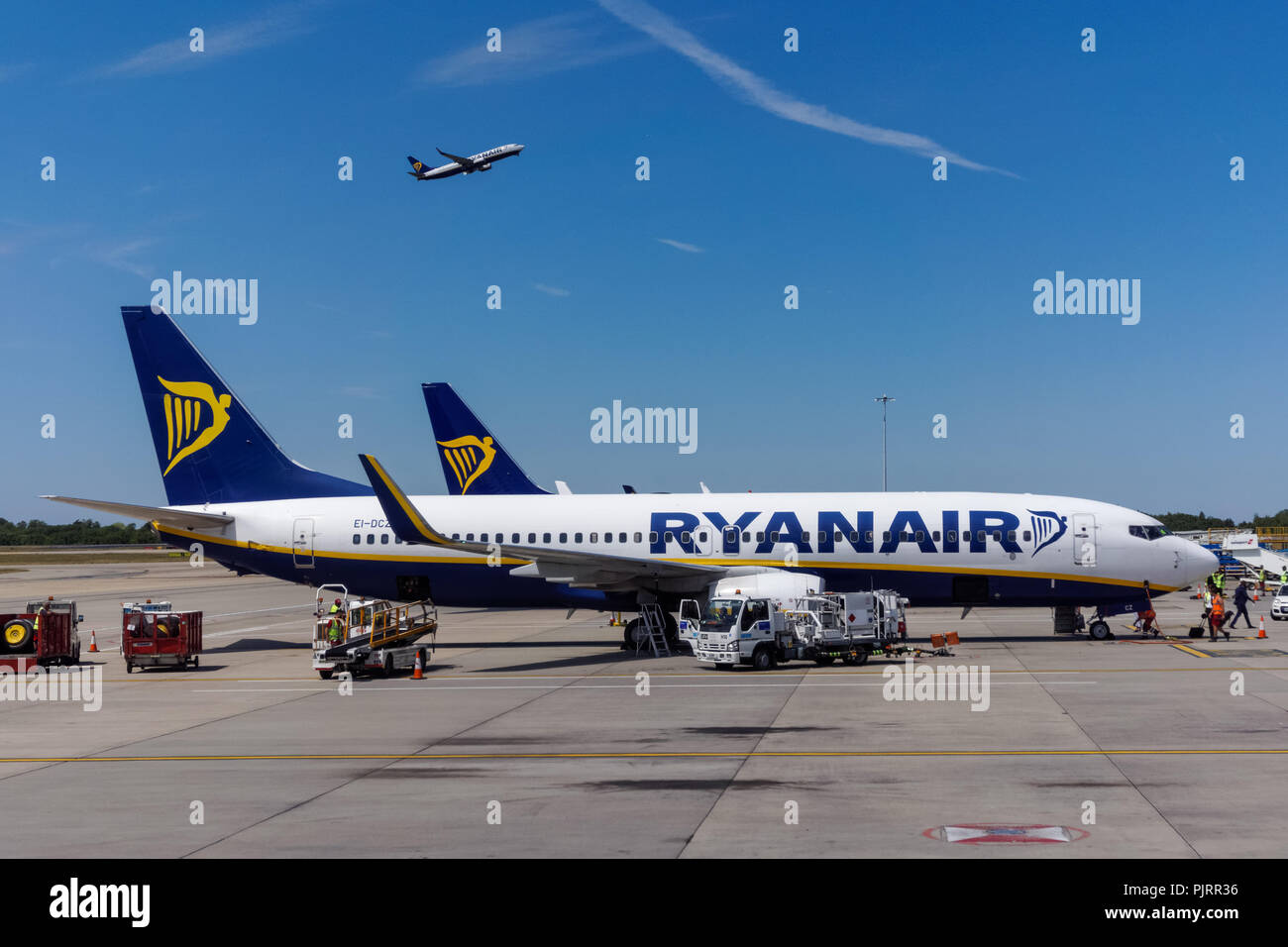 Ryanair planes at London Stansted Airport, England United Kingdom UK Stock Photo