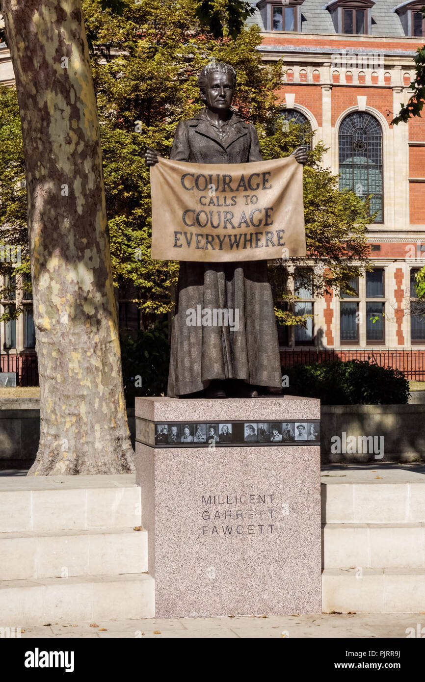 Statue of millicent fawcett in london hires stock photography and