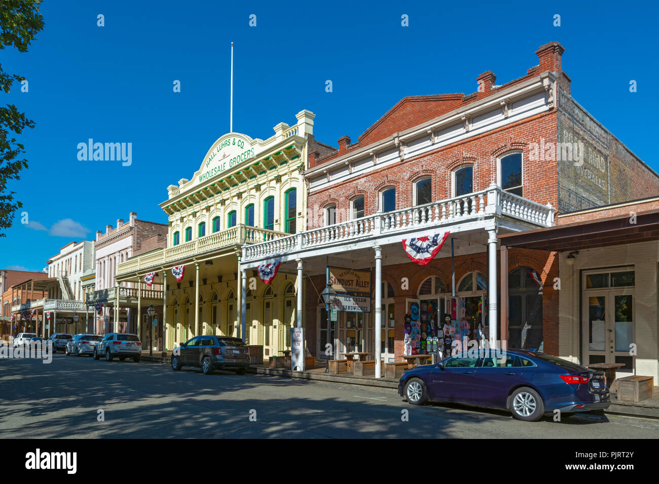 California, Old Sacramento, 2nd Street, historic buildings Stock Photo