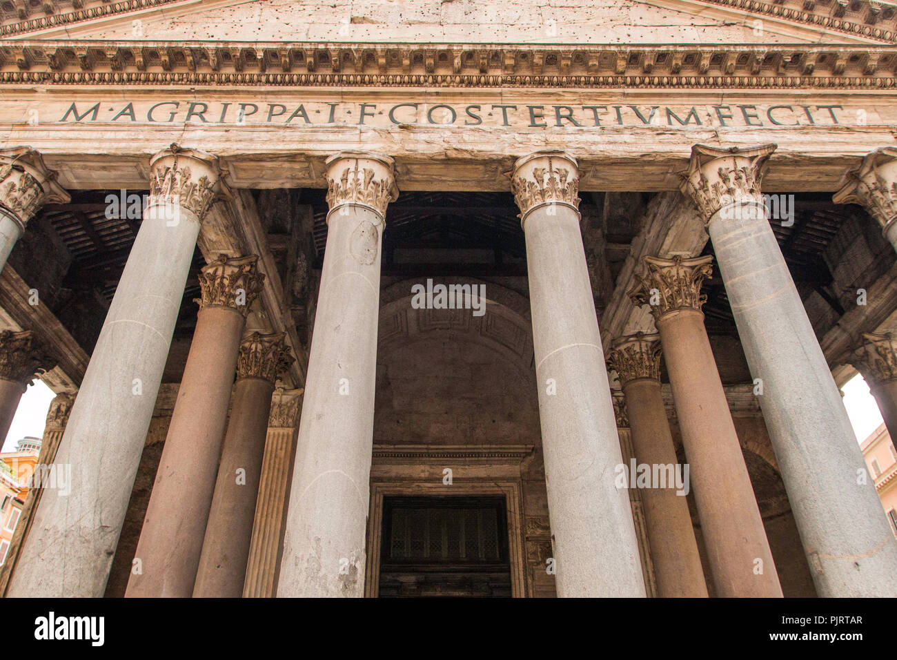 The Pantheon, Rome, Italy, front facade detail Stock Photo