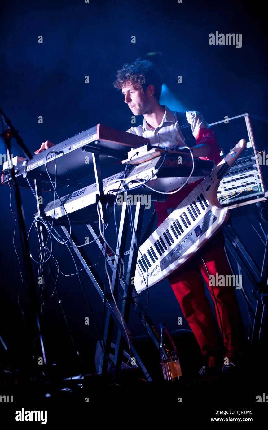 Concert of the Belgian electronic music producer Pomrad at the Gentse Feesten festival, in Ghent (Belgium, 26/07/2014) Stock Photo