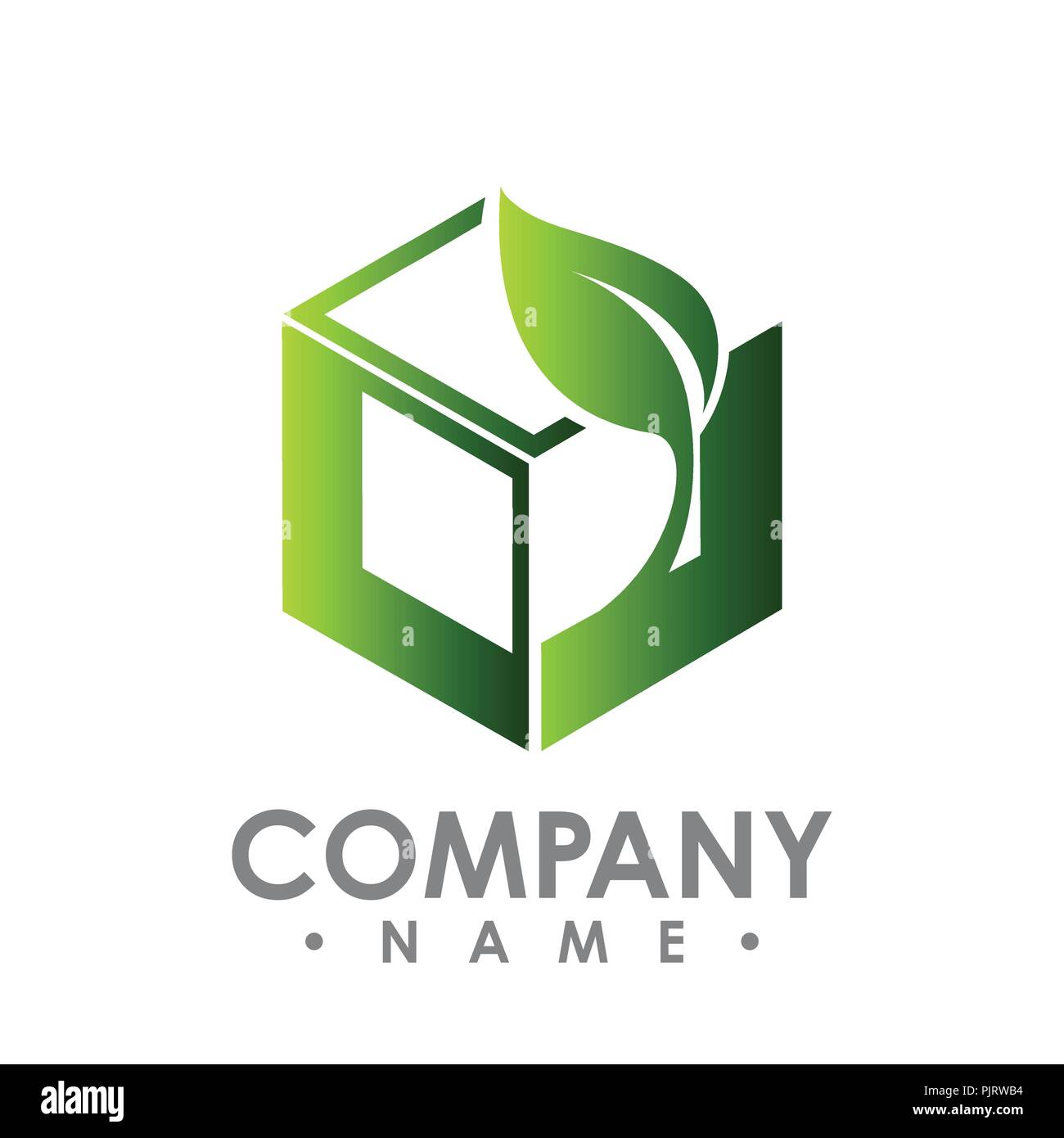 vector logo concept illustration. Leafs and square logo. Abstract sign. Vector logo template. Design element. Stock Vector