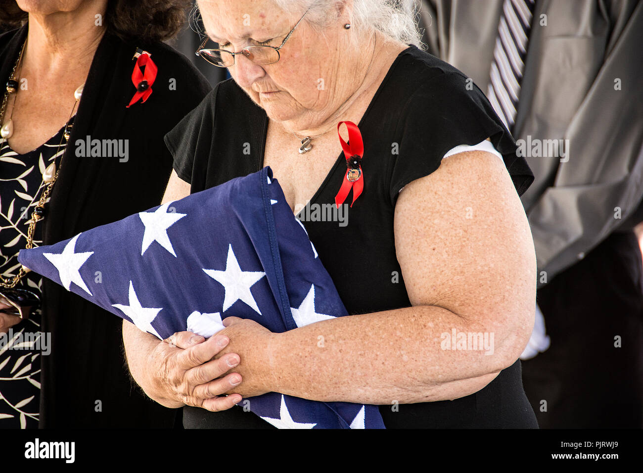A military funeral for a veteran of the Korean an Vietnam Wars. Stock Photo