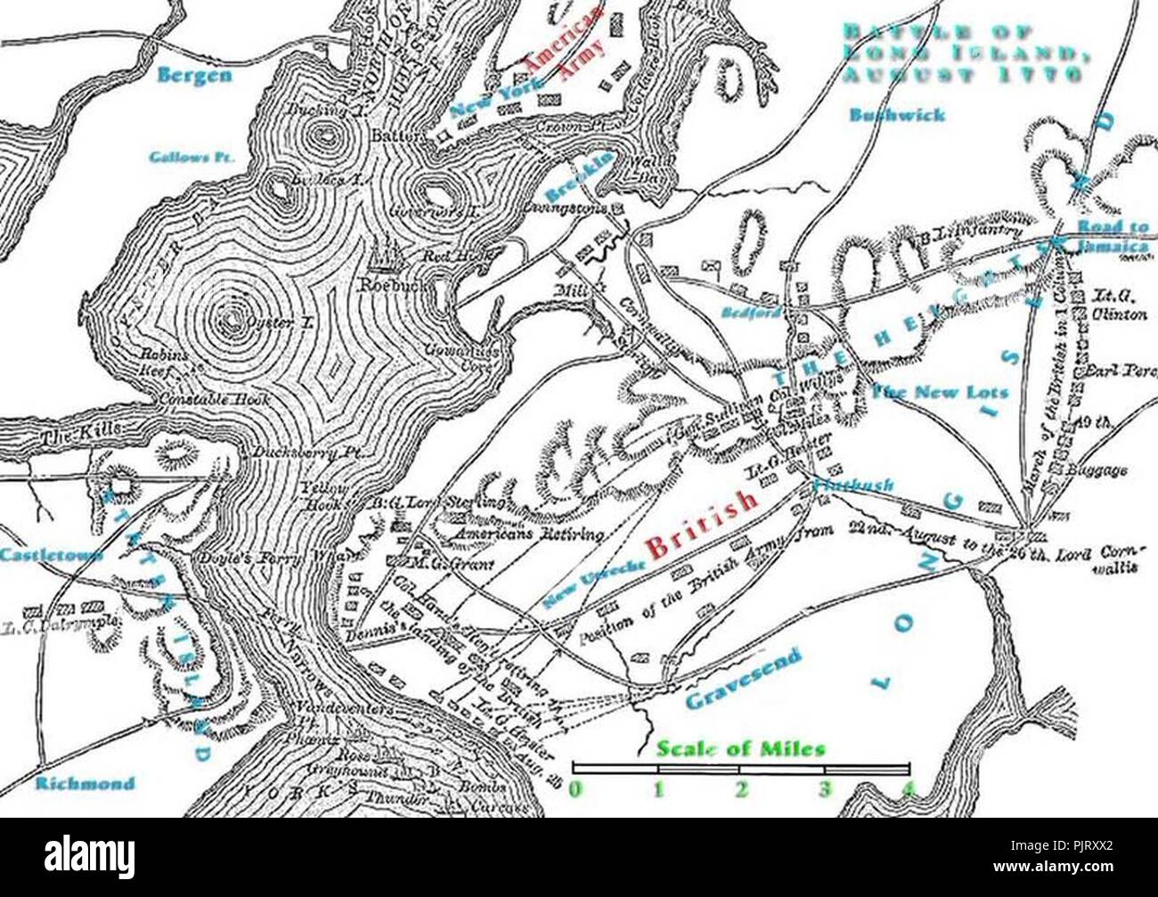 Long island map hi res stock photography - Battle Of Long Island Map Sml PJRXX2