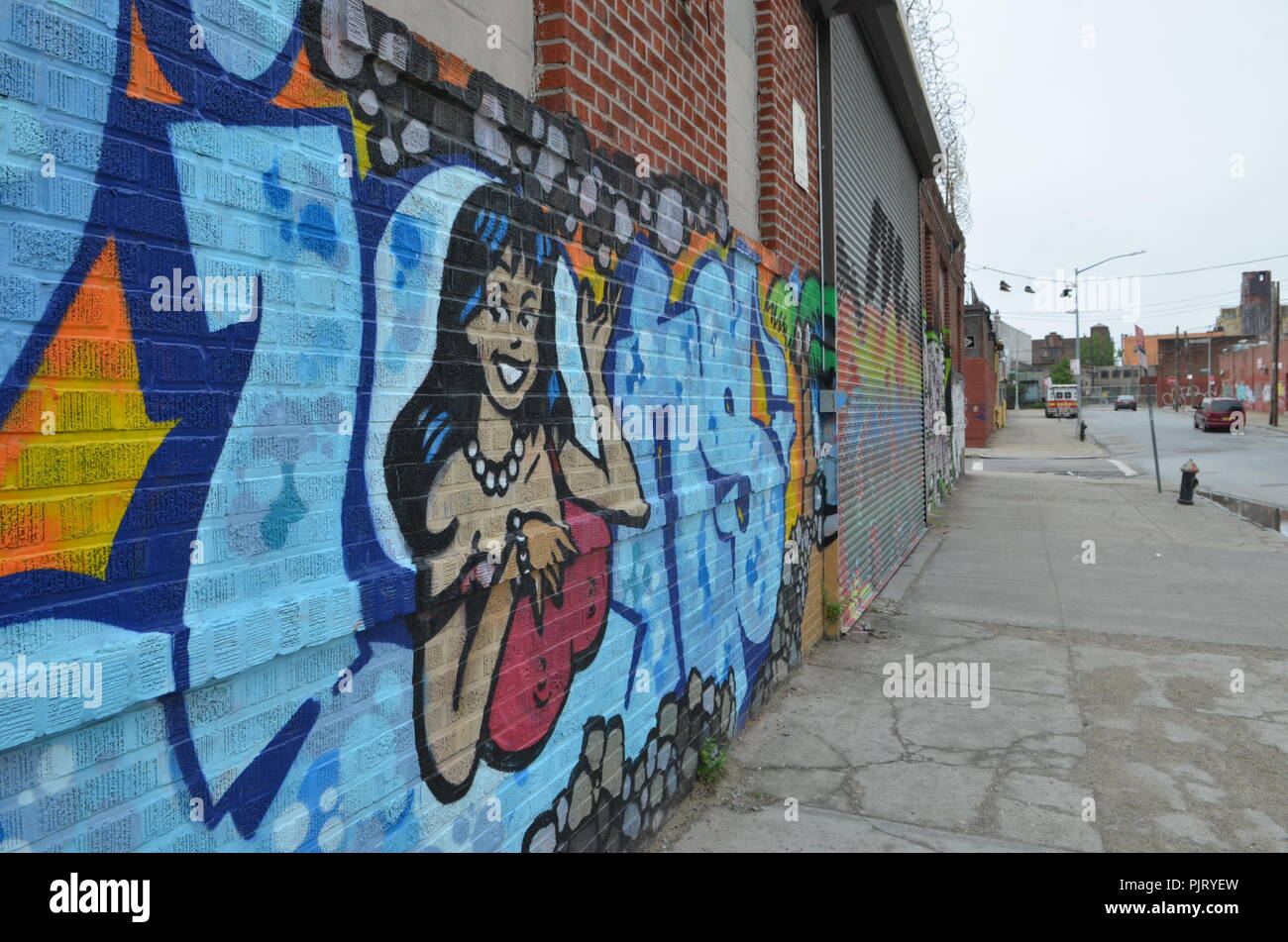 Mural art at East Williamsburg in Brooklyn. The Bushwick Collective has