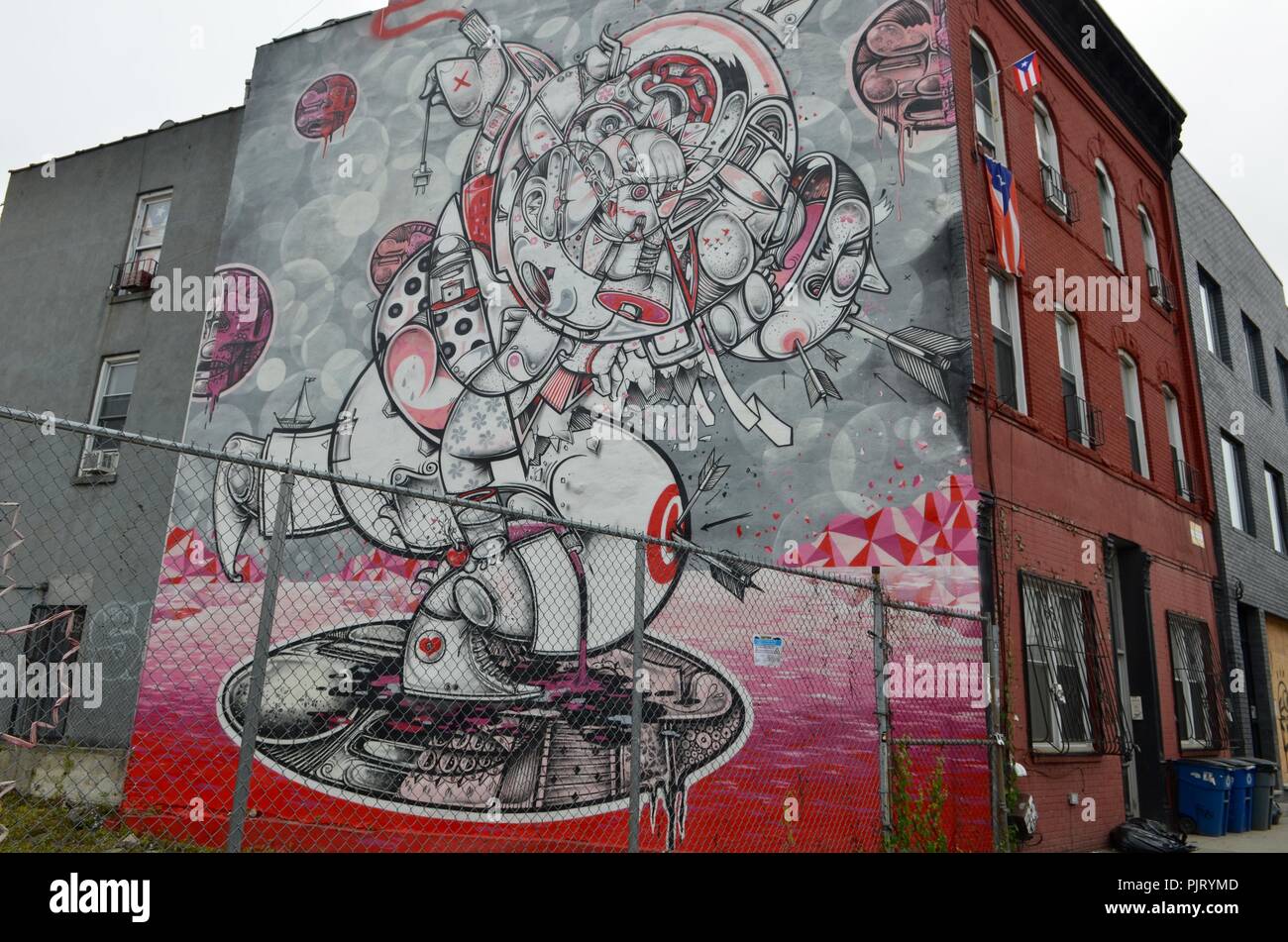 Mural art at East Williamsburg in Brooklyn. The Bushwick Collective has