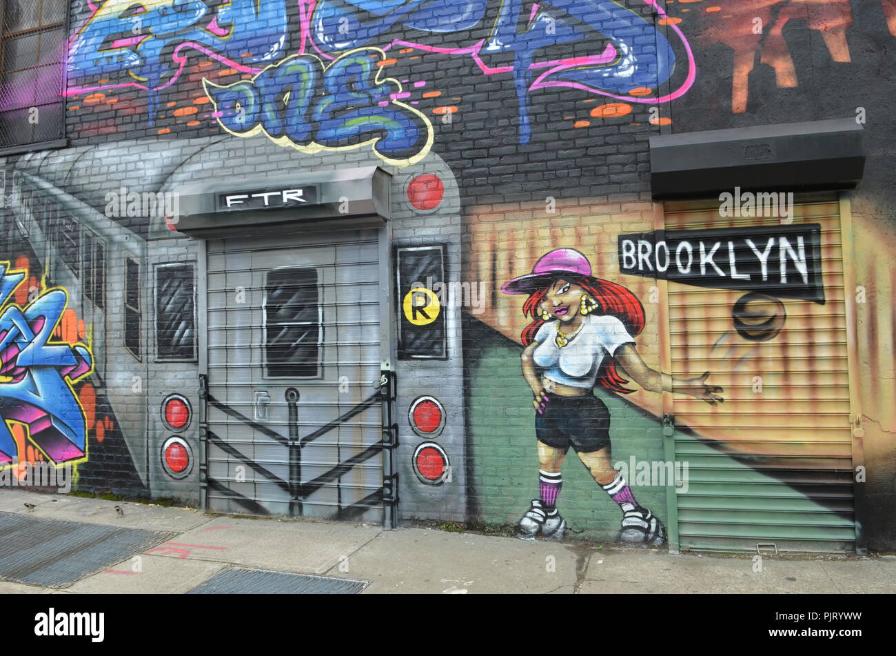 Mural art at East Williamsburg in Brooklyn. The Bushwick Collective has