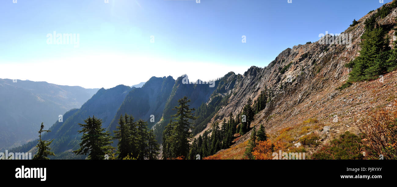 Central Cascades Panoramic View Stock Photo