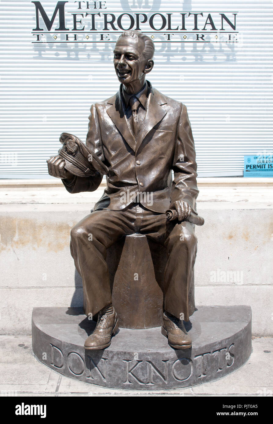 Statue and star of fame honor Don Knotts in Morgantown, West Virginia, celebrating the beloved actor’s local roots and legacy. Stock Photo