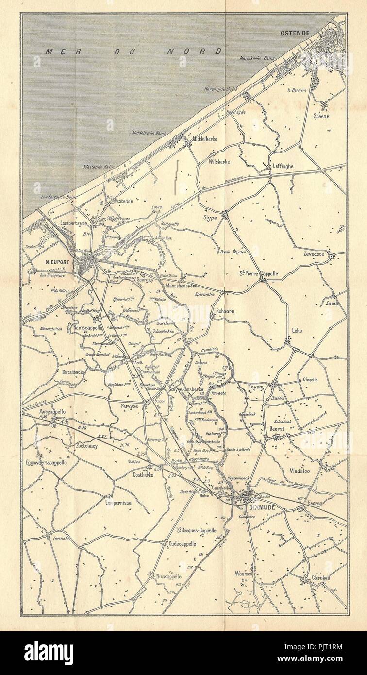 Bataille de l'Yser-1914-Baulu-carte-10 Stock Photo - Alamy
