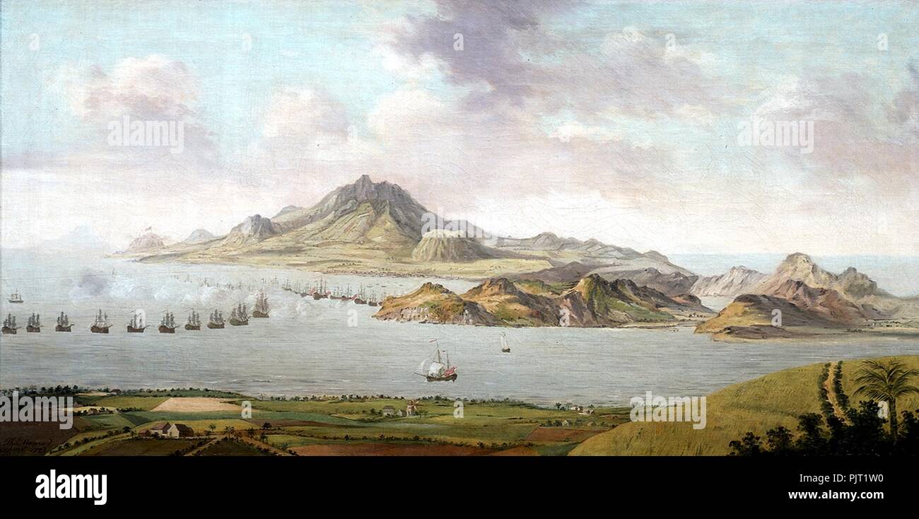 Bataille de Saint Kitts janvier 1782. Stock Photo