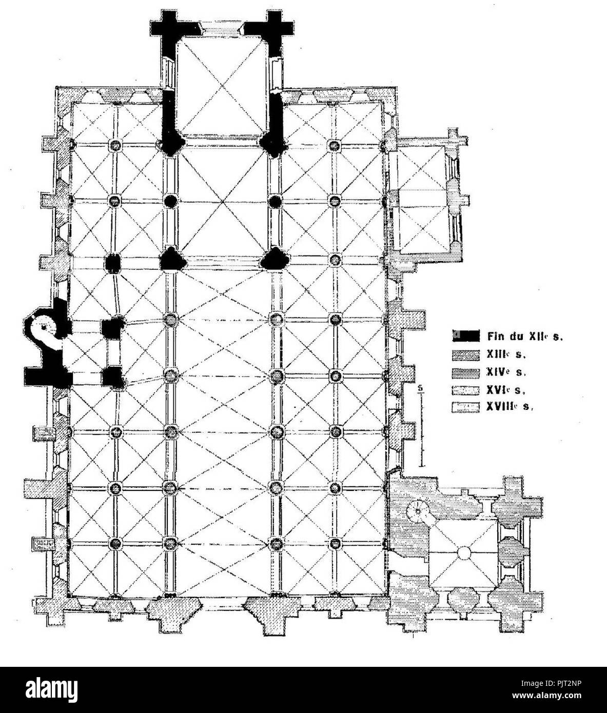 Beaumont-sur-Oise (95), église St-Laurent, plan. Stock Photo